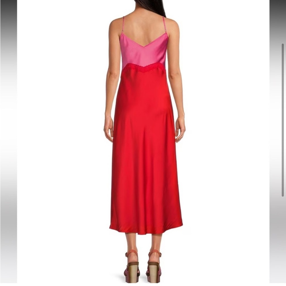 New | Gianni Bini Helena Satin Two-Tone
Colorblock Scoop Neck Maxi Slip Dress 10 - Picture 2 of 6